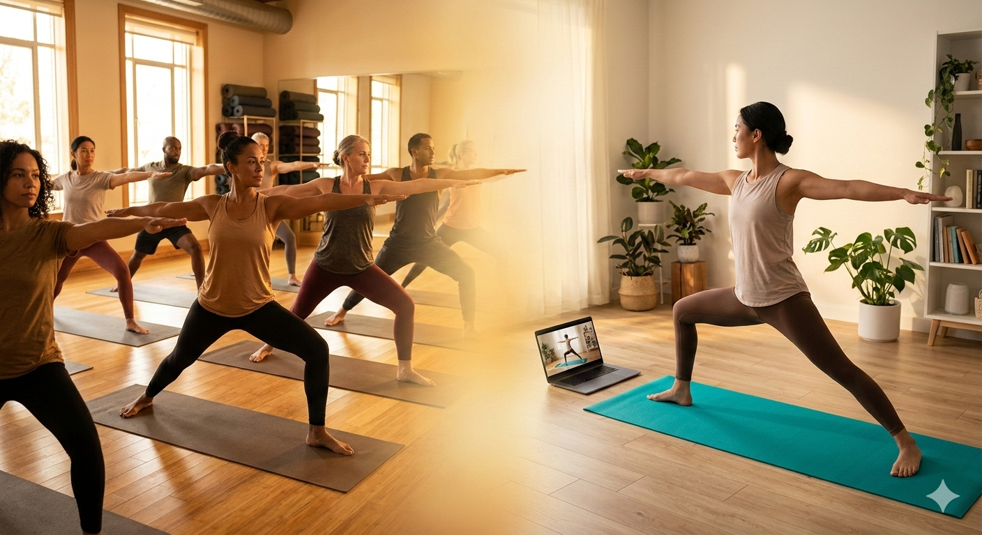 Cours de yoga hybrides en 2026 : pourquoi mélanger pratique en ligne et hors ligne fonctionne le mieux